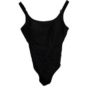 Longitude Black One Piece Swimsuit Bathing Suit Plus Size 16